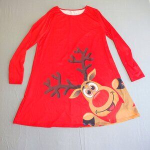 Christmas costume with Rudolph women's dress size XL red with graphic design